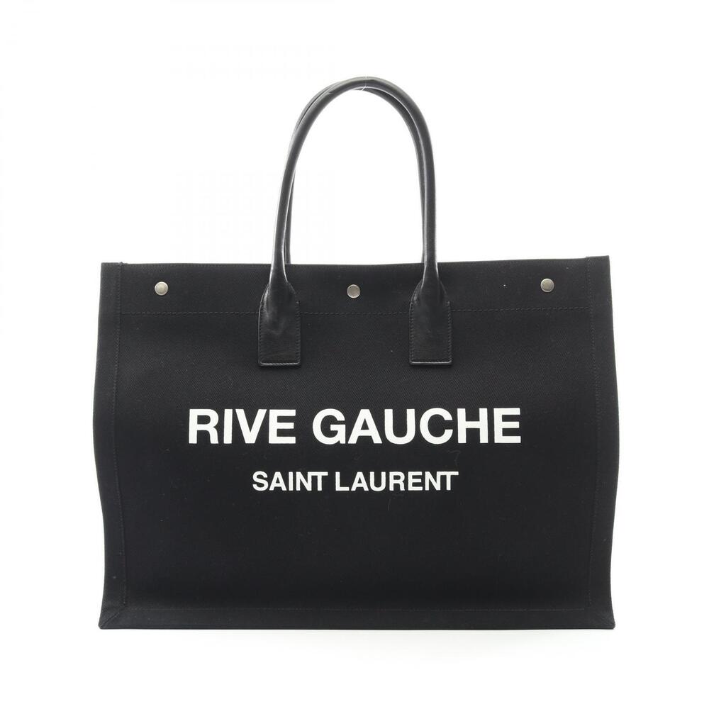 Yves Saint Laurent Rive Gauche Tote Bag Canvas Leather Black